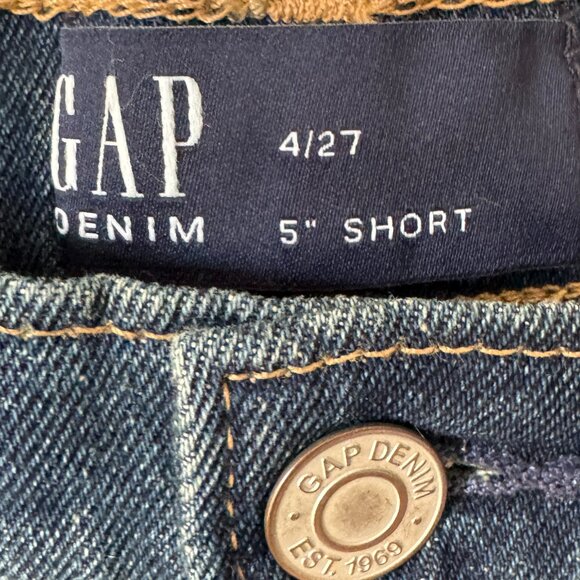 Gap Denim Shorts 5" Inseam Cut Offs Sz 4/27 Summer Beach Classic Casual Md Wash - Picture 12 of 14